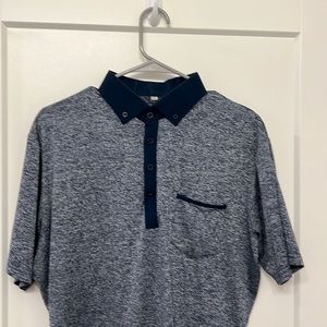 State and Liberty blue collared shirt